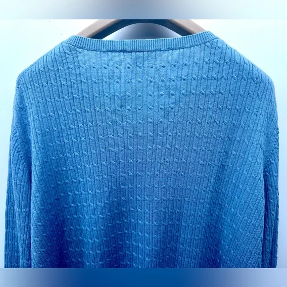 EUC Pendleton Merino Cable Knit Blue Textured Women's Cardigan Sweater, XL - Picture 7 of 12